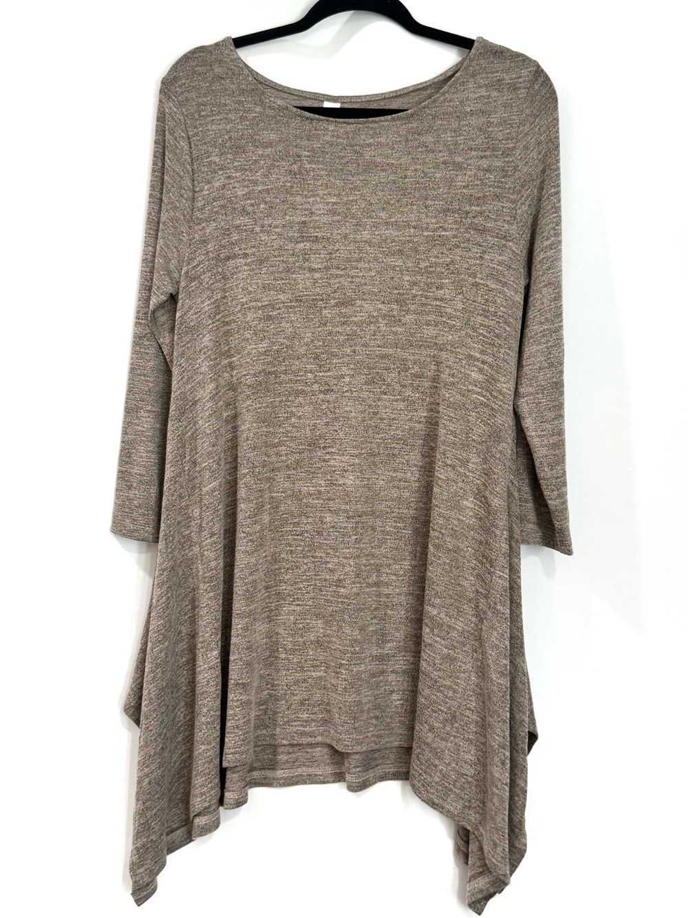 Heathmoor Heather Brown Tunic Top Womens XL Asymmetrical Hem NWT
